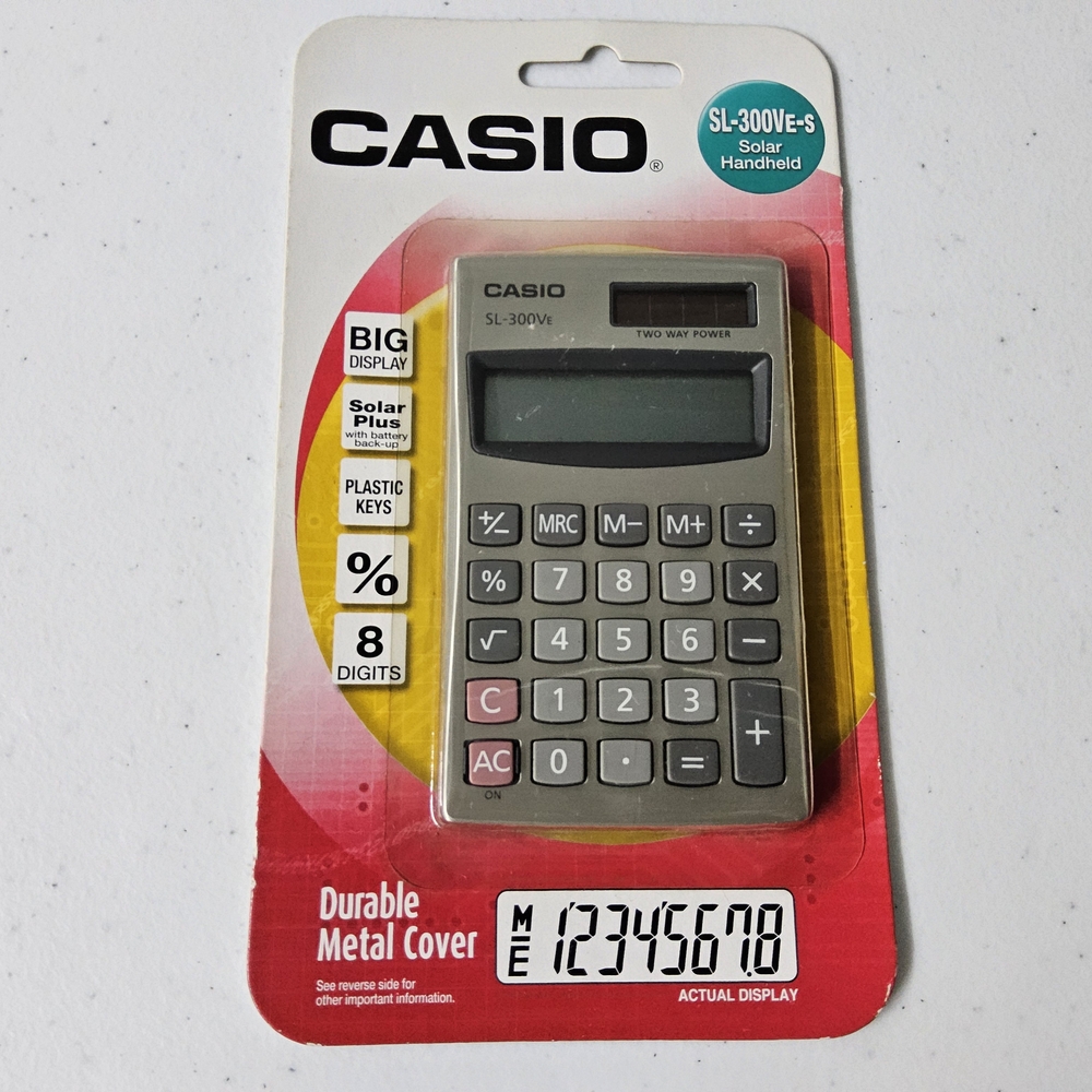 Casio SL-300VE-S Solar Handheld Calculator - Silver and Black‎